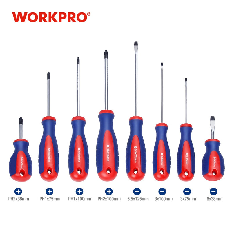 WORKPRO Magnetic Screwdriver home repair Screwdriver Slotted/Phillips CRV screwdriver with Hole