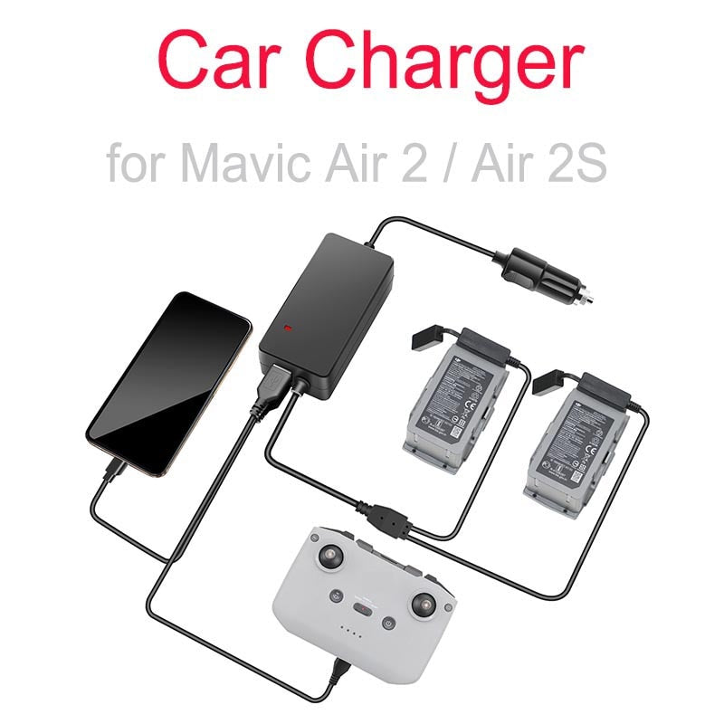 in1 Car Charger for Mavic Air /Air 2S Drone Battery Remote Control