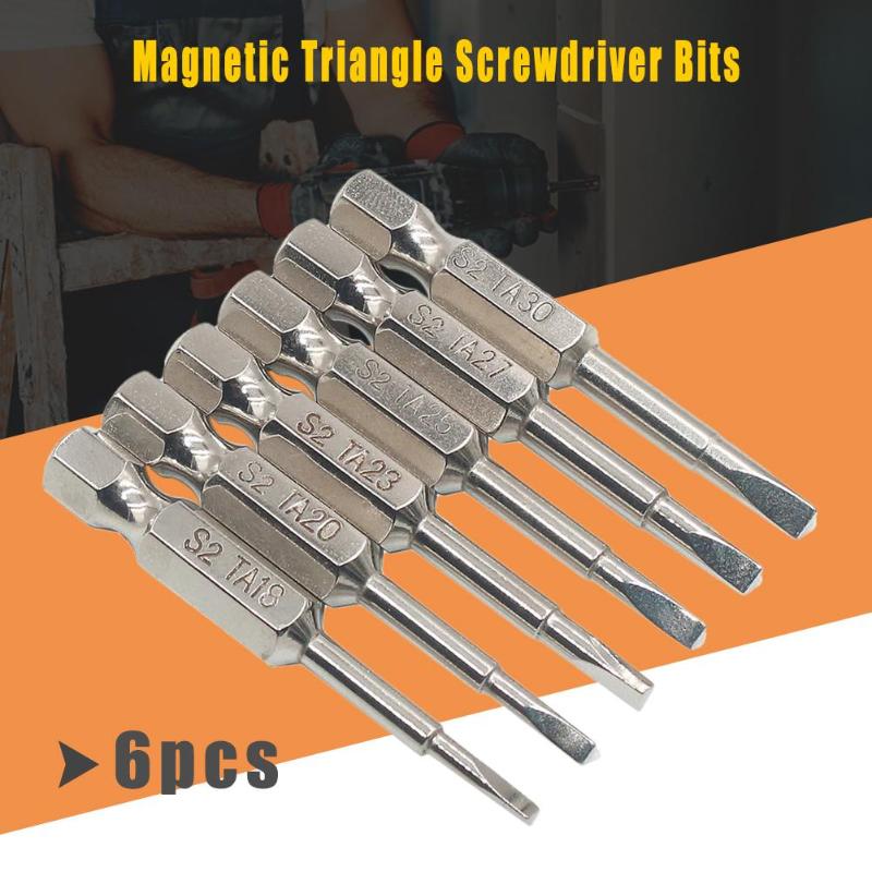 6pcs Magnetic Triangle Screwdriver Bits S2 Steel 1/4 inch Hex Shank Screwdriver Bit Set DIY Hand Tools