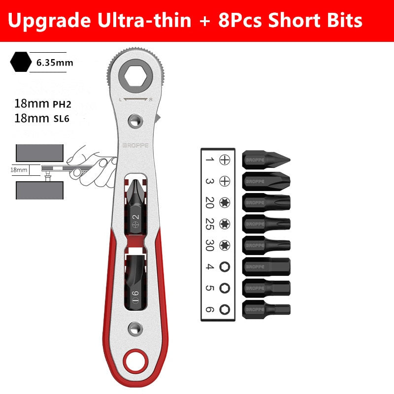 Upgrade 36 Teeth Ratchet Two-way Screwdriver Multi-function Turning Right Angle Screwdriver Set For Narrow Space DIY Hand Tool