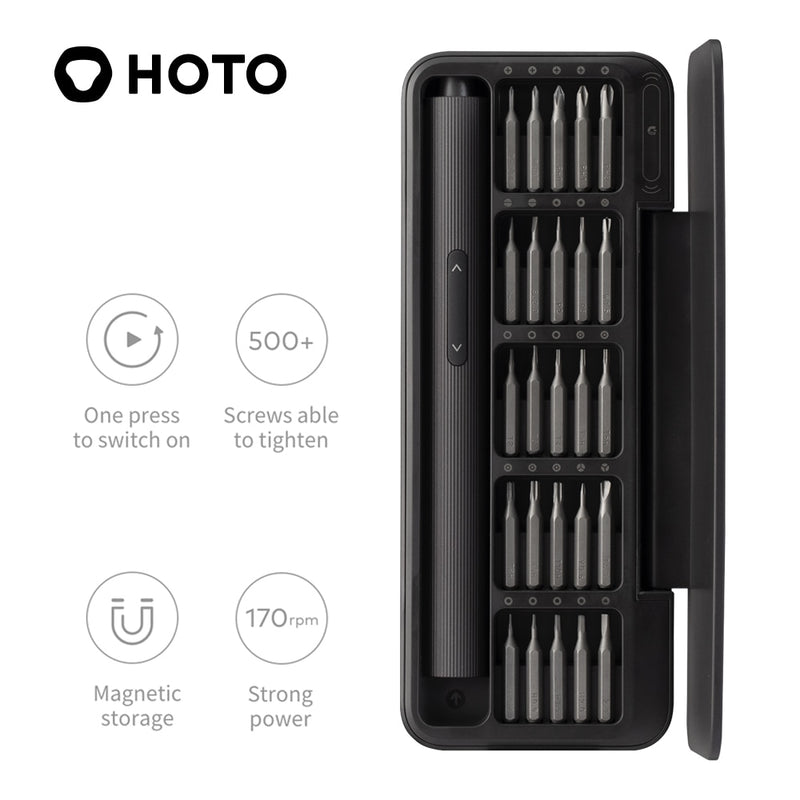 HOTO Precision Screwdriver Kit 25 in 1 Rechargeable Power Screwdriver Magnetic Bits Electric Screwdriver Set For Mobile Phone