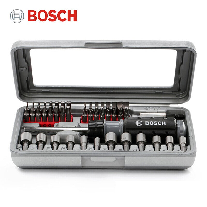 Bosch 46-piece ratchet hexagon socket Phillips screwdriver combination tool set, multi-function chrome vanadium steel forging