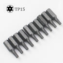 10pcs/lot 25mm Torx Screwdriver Bits With Hole T10 T15 T20 T25 T27 T30 T40 1/4 Inch Hex Shank Electric Screw Driver Star Bit Set
