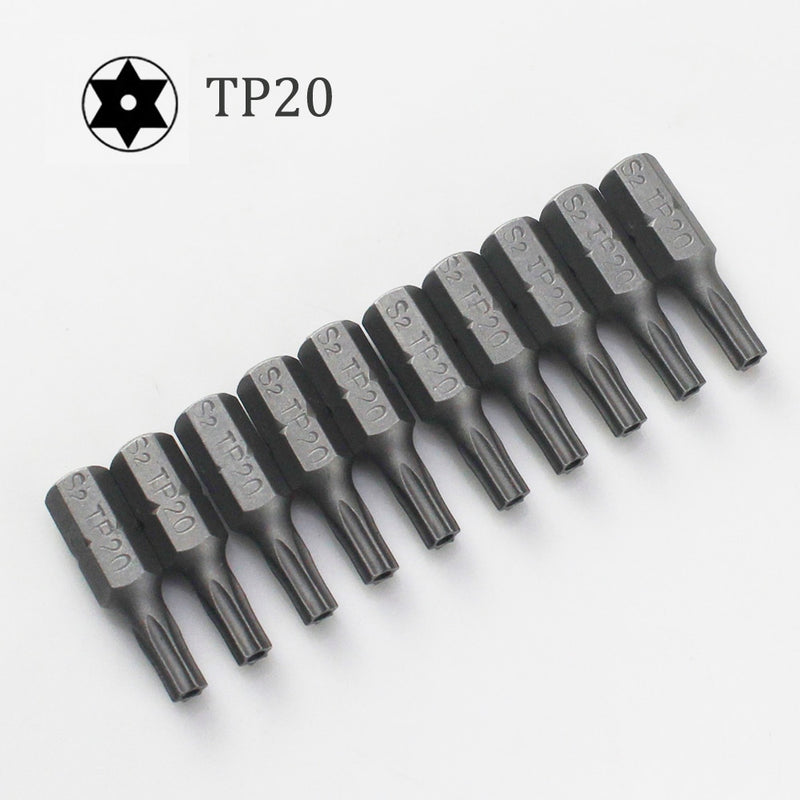 10pcs/lot 25mm Torx Screwdriver Bits With Hole T10 T15 T20 T25 T27 T30 T40 1/4 Inch Hex Shank Electric Screw Driver Star Bit Set