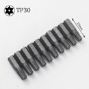 10pcs/lot 25mm Torx Screwdriver Bits With Hole T10 T15 T20 T25 T27 T30 T40 1/4 Inch Hex Shank Electric Screw Driver Star Bit Set