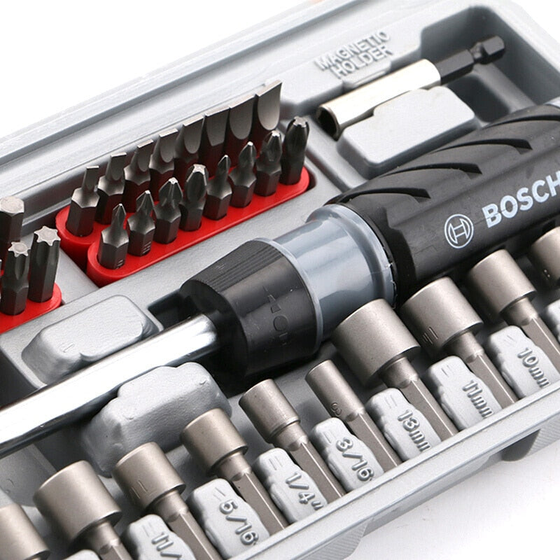 Bosch 46-piece ratchet hexagon socket Phillips screwdriver combination tool set, multi-function chrome vanadium steel forging