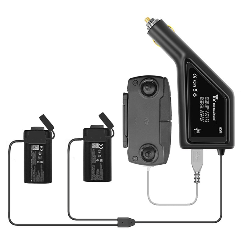 YX 3 in 1 Car Charger For DJI Mavic Mini Intelligent Battery Charging Hub Mavic Mini Car Connector USB Adapter Multi 2 Battery
