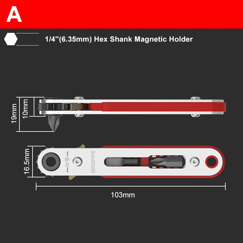 3Choices Mini Magnetic Ratchet Wrench 1/4" Hex Shank Screwdriver Handle For Narrow Space DIY Hand Tools Set