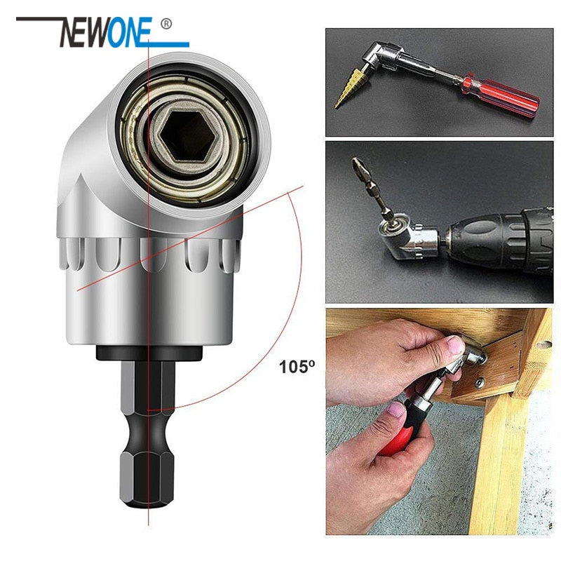 Adjustable 105 Degree Right Angle Driver Screwdriver  Tools Set 1/4 Hex Shank For Power Drill Screwdriver Bits Tools