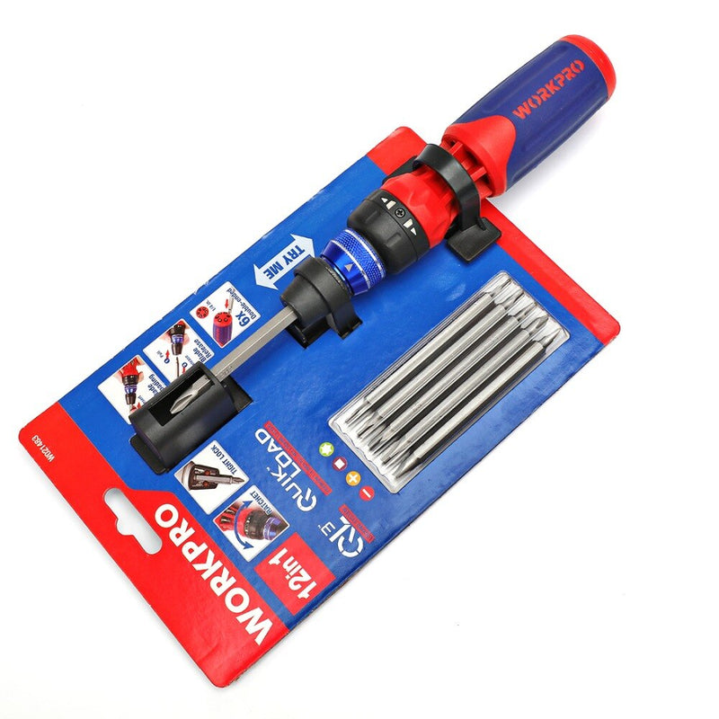 WORKPRO Ratcheting Screwdriver 12 in 1 Screwdriver set Quick Load Mech