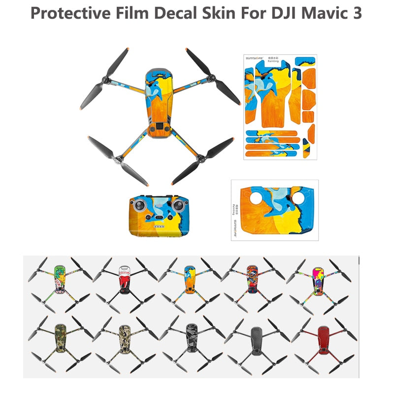 For DJI Mavic 3 Sticker Waterproof PVC Drone Body Skin Protective Arm Remote Control Protector Mavic 3 Drone Accessories