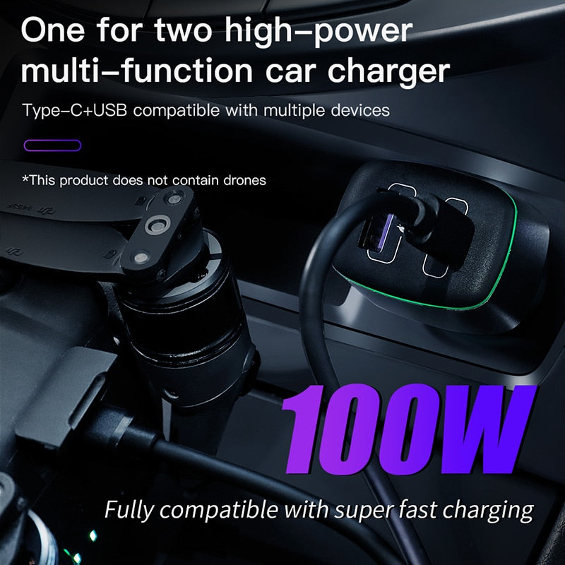 100W car charger adapter battery charger with USB port remote control charging for DJI mavic 3 /mavic mini 2 drone Accessories