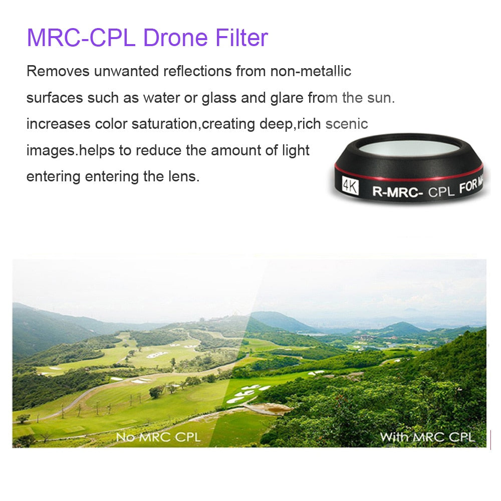 For Mavic Pro 4K Camera Filters UV CPL Neutral Density Lens Filter Set