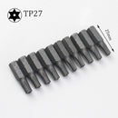 10pcs/lot 25mm Torx Screwdriver Bits With Hole T10 T15 T20 T25 T27 T30 T40 1/4 Inch Hex Shank Electric Screw Driver Star Bit Set
