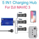 5 in 1 Battery Charger Hub for DJI Mavic 3/3 Cine Drone Remote Controller SmartPhone Charging Hub Intelligent Rapid Charger
