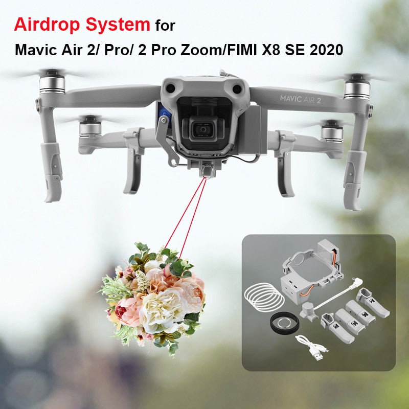 Airdrop System for DJI Mavic Air 2/2S/3/2 Pro Zoom/Pro/FIMI Fishing Bait Wedding Ring Gift Deliver Life Rescue Remote Thrower