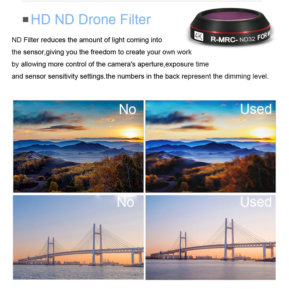 For Mavic Pro 4K Camera Filters UV CPL Neutral Density Lens Filter Set