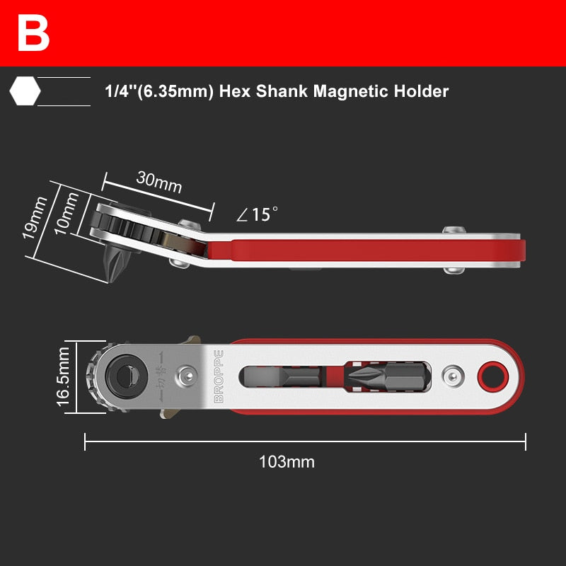 3Choices Mini Magnetic Ratchet Wrench 1/4" Hex Shank Screwdriver Handle For Narrow Space DIY Hand Tools Set