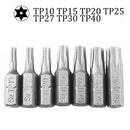 10pcs/lot 25mm Torx Screwdriver Bits With Hole T10 T15 T20 T25 T27 T30 T40 1/4 Inch Hex Shank Electric Screw Driver Star Bit Set