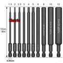 50mm/100mm Length Hex Head Allen Wrench Drill Bit Set S2 Steel Metric SAE Hex Bit Set Magnetic Tip Hex Key Screwdriver Set