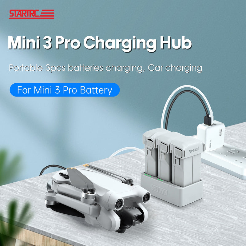 Plastic Charging Hub Dock Automatic Detection 3 Solts Battery Quick Charging Accessories Battery Charger Dock for DJI Mini 3 PRO