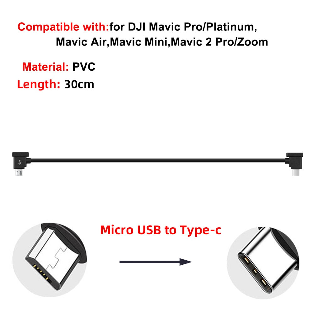 Data Cable OTG Remote Controller to Phone Tablet Connector Micro USB TypeC  IOS Extend for DJI Mavic MINI/MINI SE/Pro/Air/Mavic 2