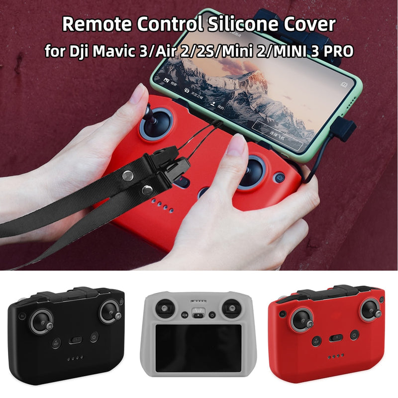 Silicone Cover for Dji MINI 3 PRO/Mavic 3/Air 2/2S/Mini 2 Remote Controller Scratch Proof Protective Anti-collision Case Lanyard
