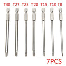 3/7/11PCS 75mm S2 Alloy Steel Torx Screwdriver Bits Tool Set 1/4 Hex Torx Socket Set Handle Tools Electric Screw Driver Set