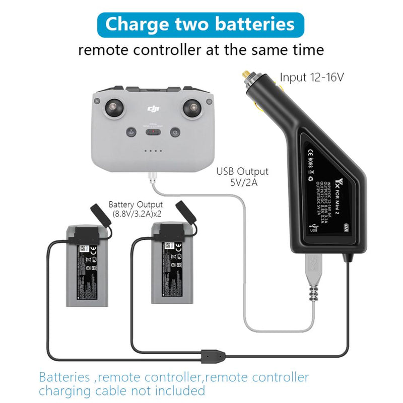 3 in 1 Car Charger For DJI Mini 2 Intelligent Battery Charging Hub Mav